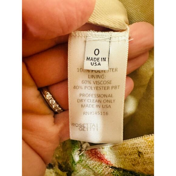 ROSETTA GETTY Multicolored Floral Crepe De Chine Sequin Long Sleeve Gown Size 0 - Picture 8 of 16